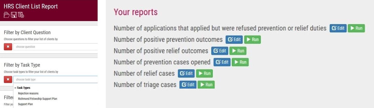 Task Types and reports