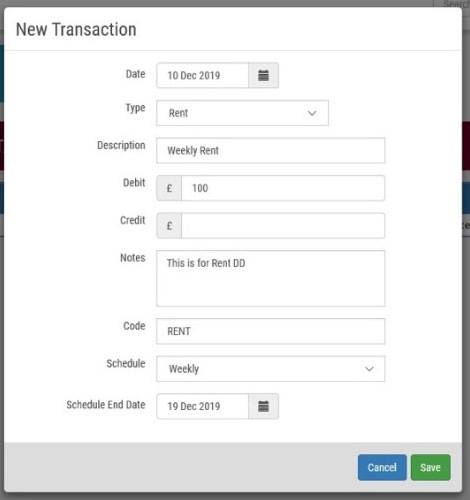 Transaction popup