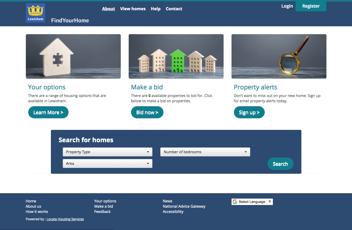 Lewisham FindYorHome website